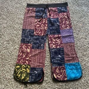 Muser Women’s Earthy Boho Lounge Yoga Patchwork Ankle Pants  Size Small